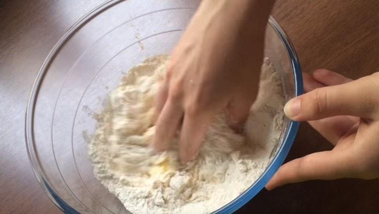 Gently knead soft dough.