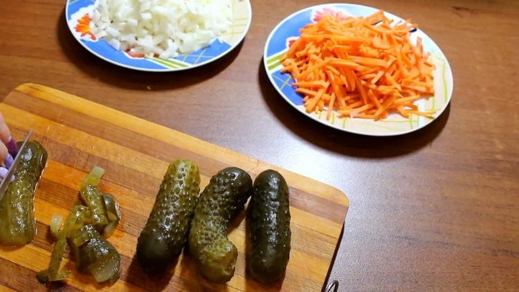 To make the basics, chop the cucumbers