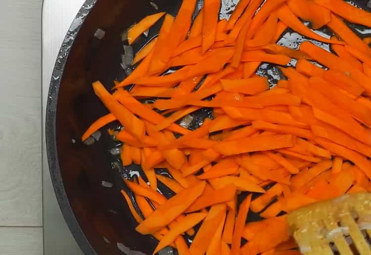 To prepare the basics, chop the carrots