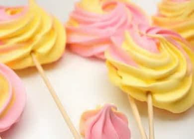 Meringue on a stick: a step by step recipe with a photo