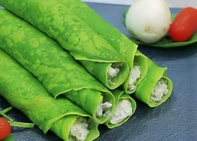 Deliciosos panqueques verdes con espinacas y champiñones 🥞