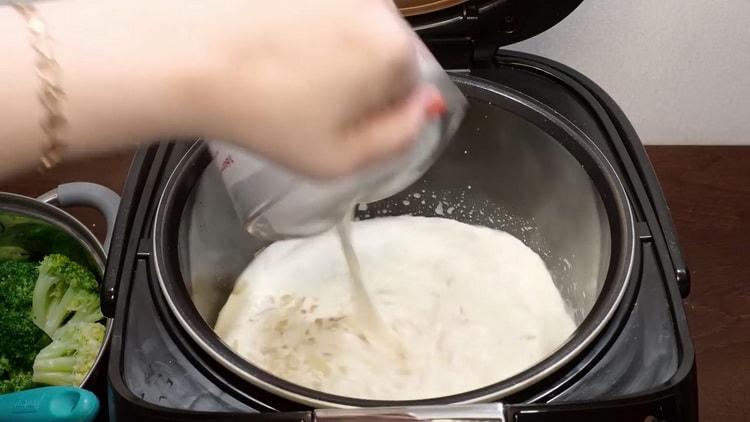 To make broccoli, add cream to the bowl