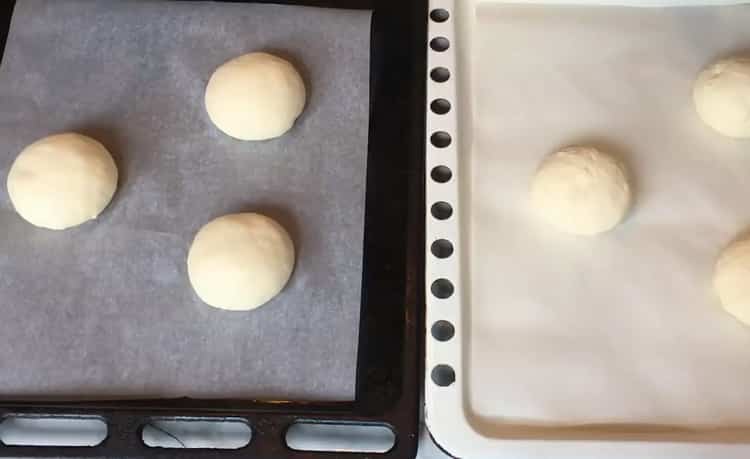 To make buns, prepare a baking sheet