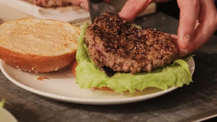 To prepare a burger, put the patty on the bun