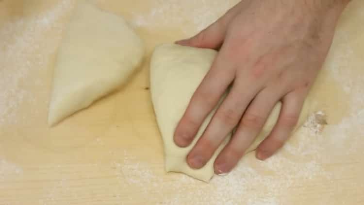 To prepare the dough, divide the dough