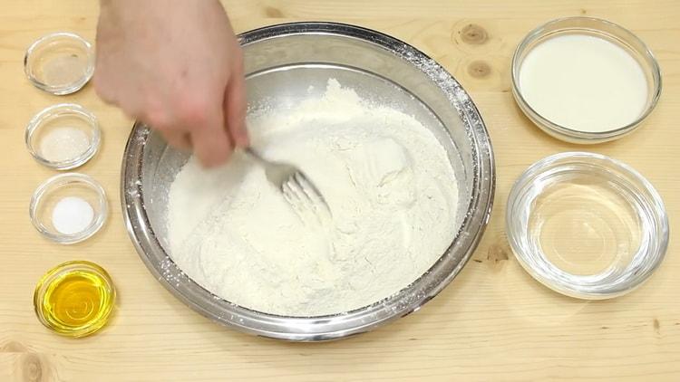 Cooking quick yeast dough for milk pizza