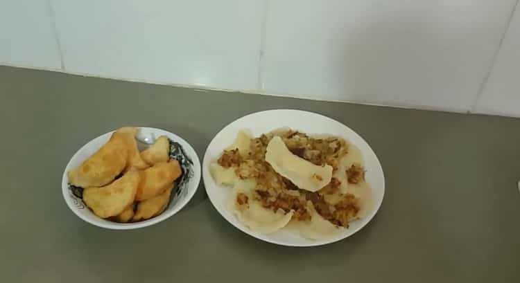 fried dumplings with potatoes ready