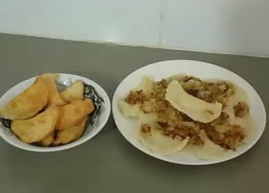 Tasty fried dumplings with potatoes