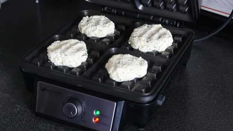 To prepare cheese waffles in a waffle iron, prepare the technique