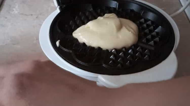 To make waffles in a waffle iron, prepare the dough