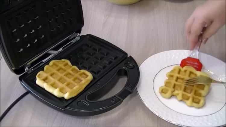 Lay out the ingredients to make waffles.
