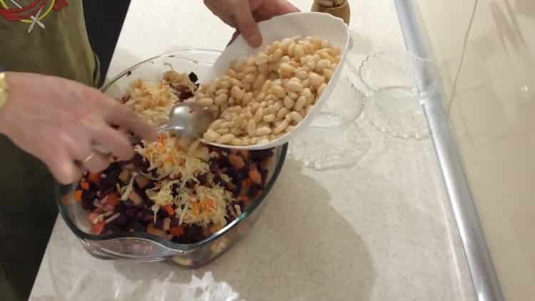 To make salad, add beans