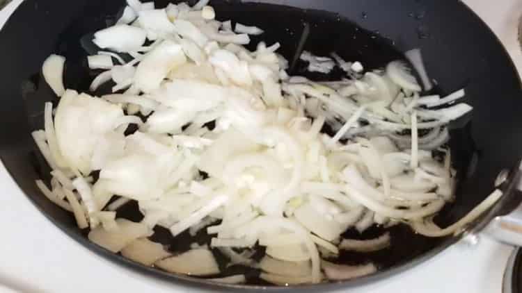 To make cabbage rolls, chop onion