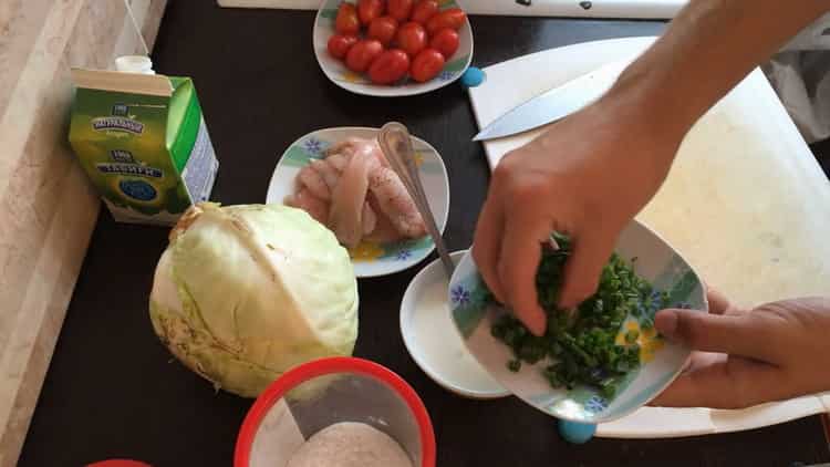 To cook shawarma, chop the greens