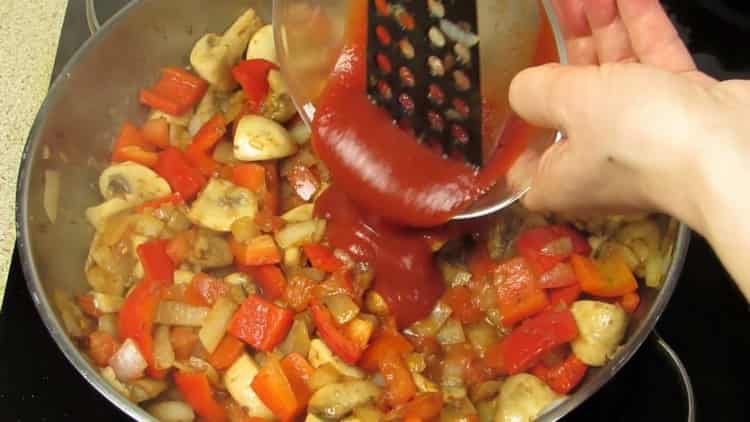 Add tomato paste to make potato pancakes