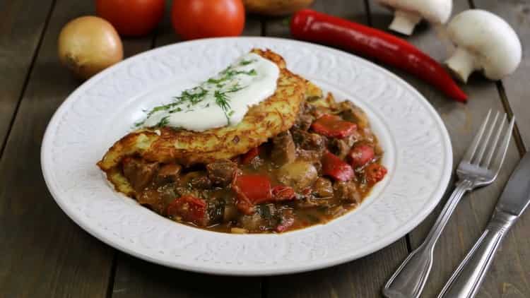 Draniki hongrois avec viande selon une recette pas à pas avec photo