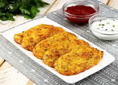 Tasty baked potato pancakes with cheese in the oven 🥔