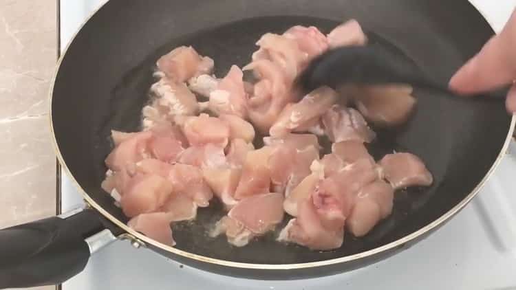 Cooking julienne in a pan