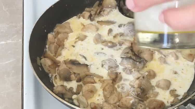 Add cream to cook