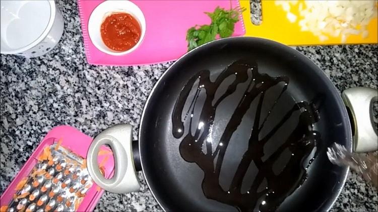 For cooking lentils, put butter in a skillet