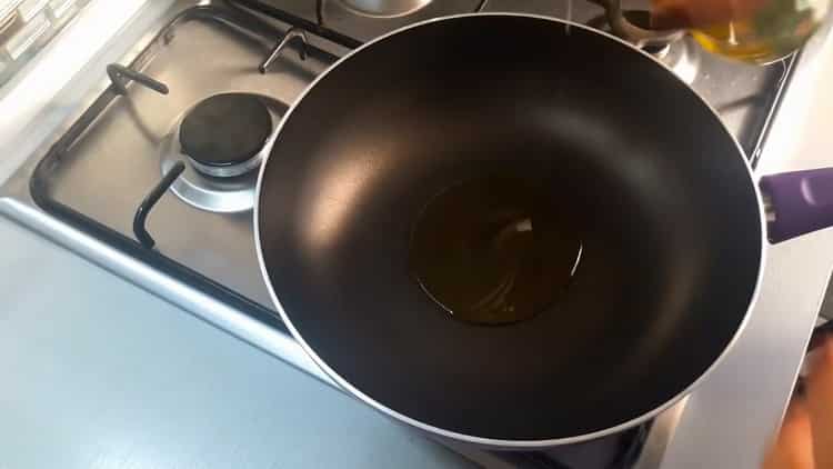 Heat the pan to cook