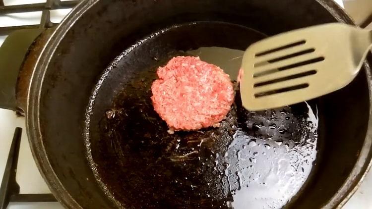 To make a burger, fry the cutlet