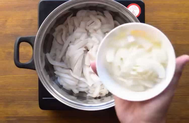 To cook, chop onion