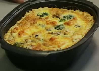 Quiche with salmon and broccoli step by step recipe with photo
