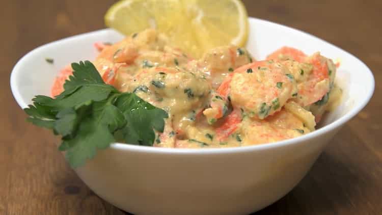 shrimp in a creamy sauce ready