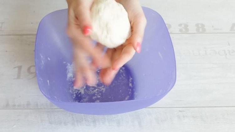 Knead the dough to make udon noodles