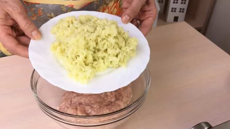 To cook stuffed cabbage, boil rice