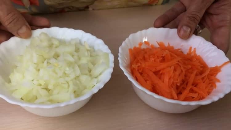 To cook cabbage rolls, chop vegetables