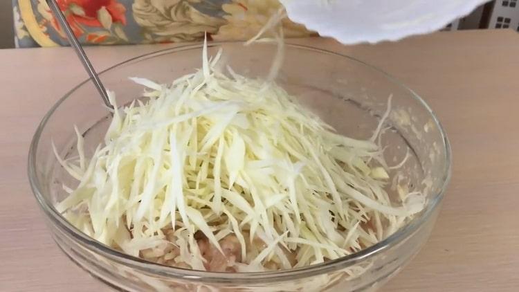 To mix cabbage rolls, mix the ingredients