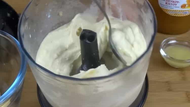 Mix the ingredients to make ice cream.