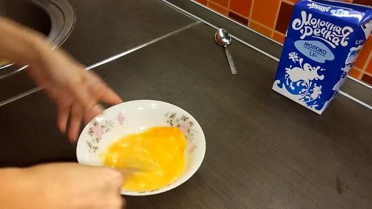 To make an omelet, beat the eggs