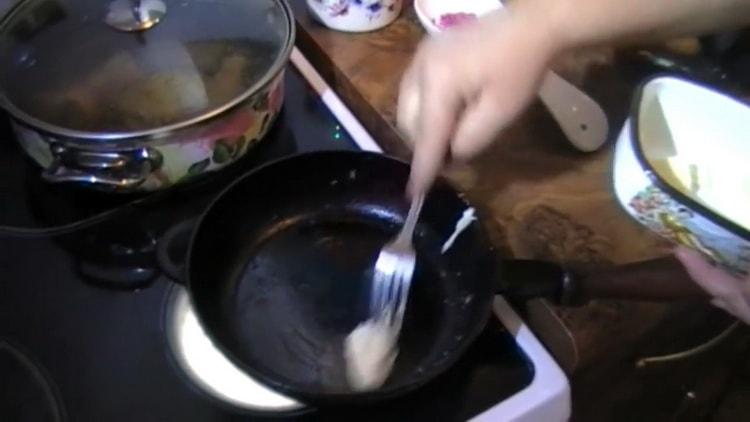 To make an omelet, heat the pan