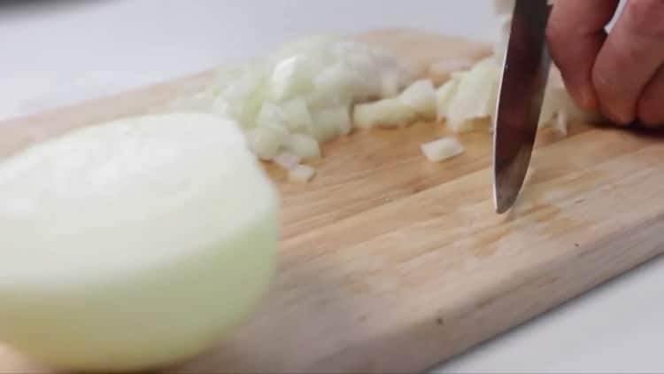 To make the paste, chop the onion