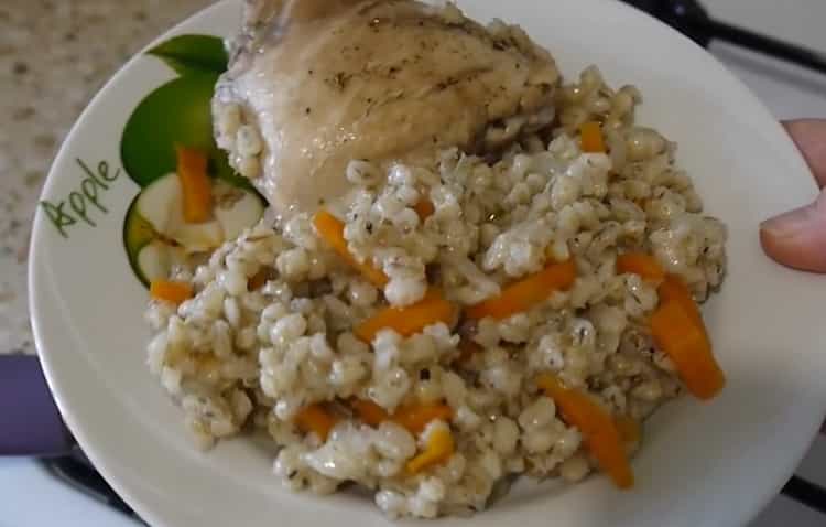 Barley with chicken: a step by step recipe with photos