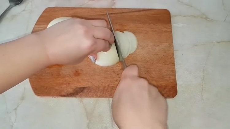 To make pies with cabbage, chop onions