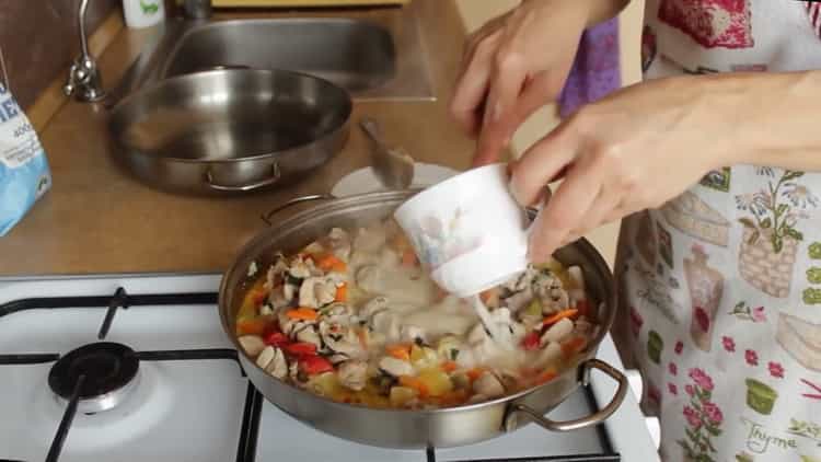 Agregue almidón para hacer salsa