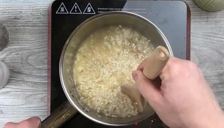 To make risotto, prepare the wine