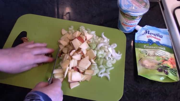 To make a salad, chop the ingredients