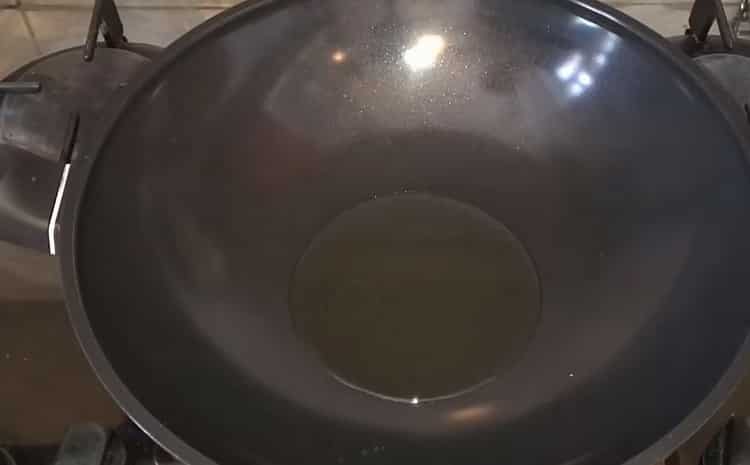 Heat the pan to cook