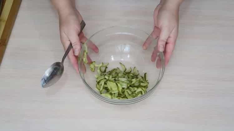To make a salad, chop the cucumbers