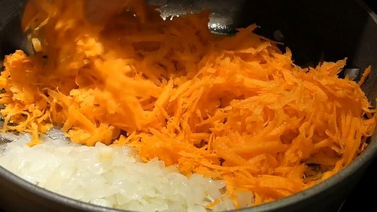 Fry vegetables for soup