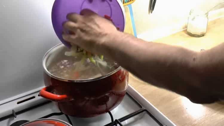 Boil vegetables for soup