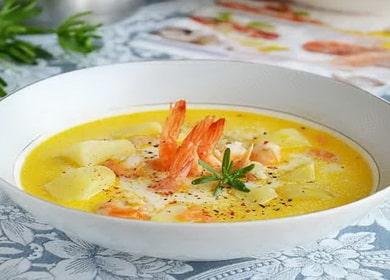Shrimp cheese soup according to a step by step recipe with photo