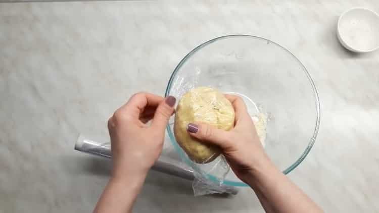 To make noodles, place the dough under a film