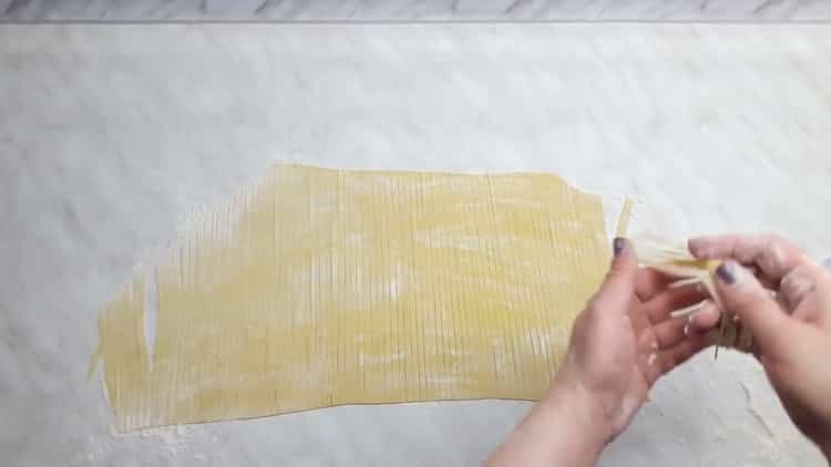 To make noodles, cut the dough