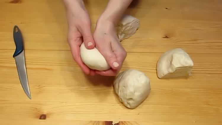 To prepare, divide the dough into 4 parts